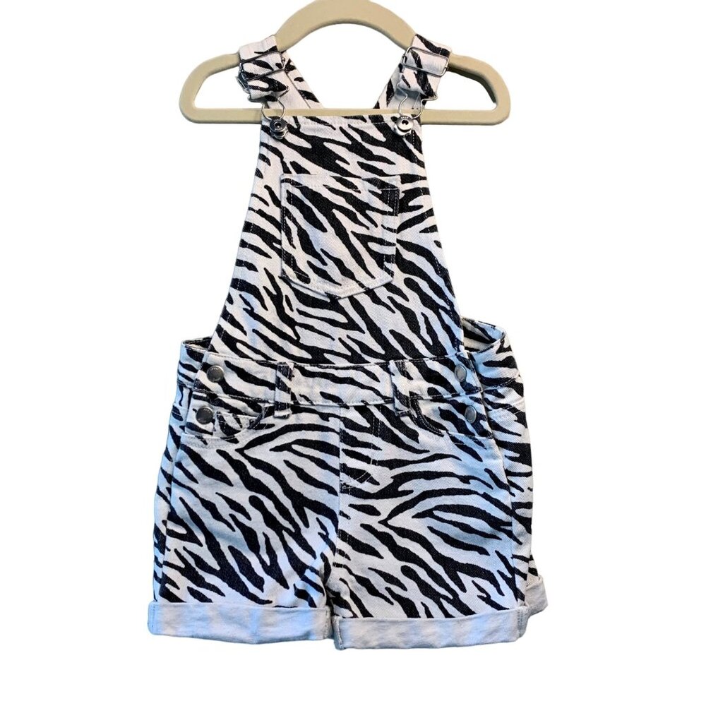 SEED HERITAGE Zebra Print Shortalls Girls 4 4T Denim Spring Shorts Overalls Kids